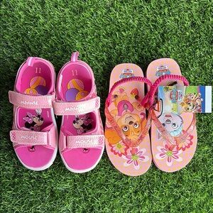 MINNIE MOUSE& PAW PATROL Sandals Flip Flops size 11 toddler lot of 2